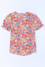 Load image into Gallery viewer, Floral Short Flounce Sleeve Blouse Ti Amo I love you
