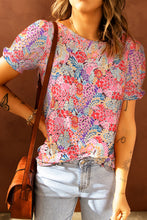 Load image into Gallery viewer, Floral Short Flounce Sleeve Blouse Ti Amo I love you
