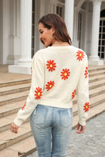 Load image into Gallery viewer, Flower Pattern Round Neck Short Sleeve Pullover Sweater Ti Amo I love you
