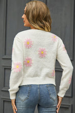 Load image into Gallery viewer, Flower Pattern Round Neck Short Sleeve Pullover Sweater Ti Amo I love you
