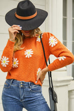 Load image into Gallery viewer, Flower Pattern Round Neck Short Sleeve Pullover Sweater Ti Amo I love you
