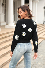 Load image into Gallery viewer, Flower Pattern Round Neck Short Sleeve Pullover Sweater Ti Amo I love you
