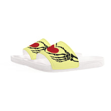 Load image into Gallery viewer, Ti Amo I love you - Exclusive Brand -Crayola Lemon Yellow - Skeleton Hands with Heart -  Slide Sandals - White Soles
