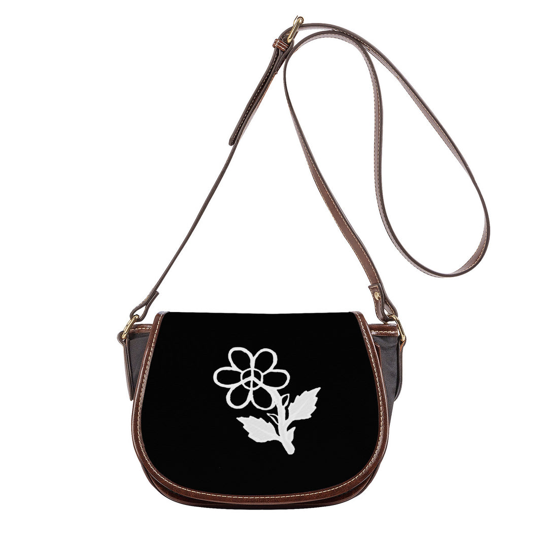 Ti Amo I love you - Exclusive Brand  - Black - White Daisy - Saddle Bag