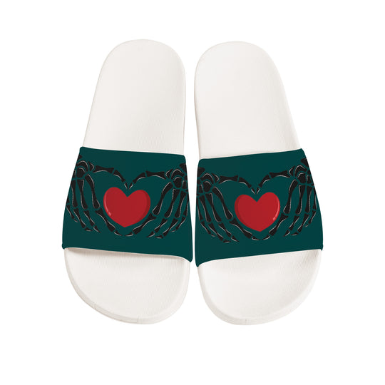 Ti Amo I love you - Exclusive Brand - Cyprus - Skeleton Hands with Heart -  Slide Sandals - White Soles