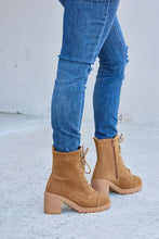 Load image into Gallery viewer, Forever Link Lace-Up Zipper Detail Block Heel Boots Ti Amo I love you
