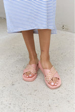 Load image into Gallery viewer, Forever Link Studded Cross Strap Sandals in Blush Ti Amo I love you
