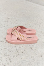 Load image into Gallery viewer, Forever Link Studded Cross Strap Sandals in Blush Ti Amo I love you
