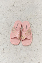 Load image into Gallery viewer, Forever Link Studded Cross Strap Sandals in Blush Ti Amo I love you
