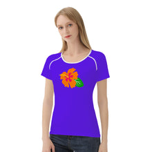 Load image into Gallery viewer, Ti Amo I love you - Exclusive Brand  - Dark Purple - Hawaiian Flower - Women&#39;s T shirt - Sizes XS-2XL
