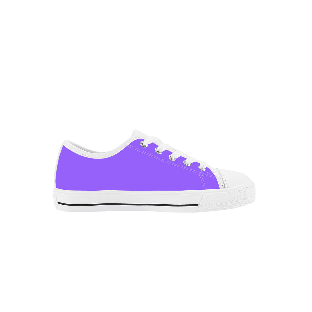 Ti Amo I love you - Exclusive Brand - Heliotrope 3 - Double White Heart - Kids Low Top Canvas Shoes