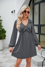 Load image into Gallery viewer, Frill Trim V-Neck Long Sleeve Dress Ti Amo I love you
