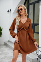 Load image into Gallery viewer, Frill Trim V-Neck Long Sleeve Dress Ti Amo I love you
