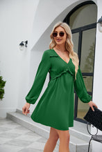 Load image into Gallery viewer, Frill Trim V-Neck Long Sleeve Dress Ti Amo I love you
