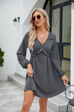 Load image into Gallery viewer, Frill Trim V-Neck Long Sleeve Dress Ti Amo I love you
