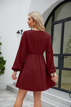 Load image into Gallery viewer, Frill Trim V-Neck Long Sleeve Dress Ti Amo I love you
