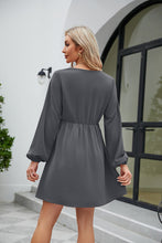 Load image into Gallery viewer, Frill Trim V-Neck Long Sleeve Dress Ti Amo I love you
