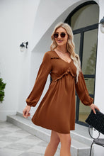 Load image into Gallery viewer, Frill Trim V-Neck Long Sleeve Dress Ti Amo I love you
