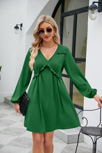 Load image into Gallery viewer, Frill Trim V-Neck Long Sleeve Dress Ti Amo I love you
