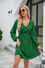 Load image into Gallery viewer, Frill Trim V-Neck Long Sleeve Dress Ti Amo I love you
