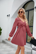 Load image into Gallery viewer, Frill Trim V-Neck Long Sleeve Dress Ti Amo I love you
