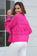 Load image into Gallery viewer, Fringe Trim Open Front Cardigan Ti Amo I love you
