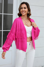 Load image into Gallery viewer, Fringe Trim Open Front Cardigan Ti Amo I love you
