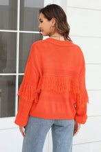 Load image into Gallery viewer, Fringe Trim Open Front Cardigan Ti Amo I love you
