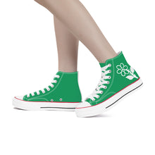 Load image into Gallery viewer, Ti Amo I love you - Exclusive Brand - Shamrock Green - White Daisy - High Top Canvas Shoes - White  Soles

