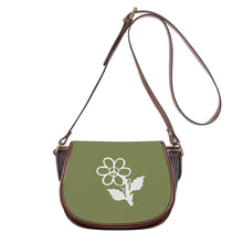 Load image into Gallery viewer, Ti Amo I love you - Exclusive Brand - Hazel Green - White Daisy - Saddle Bag
