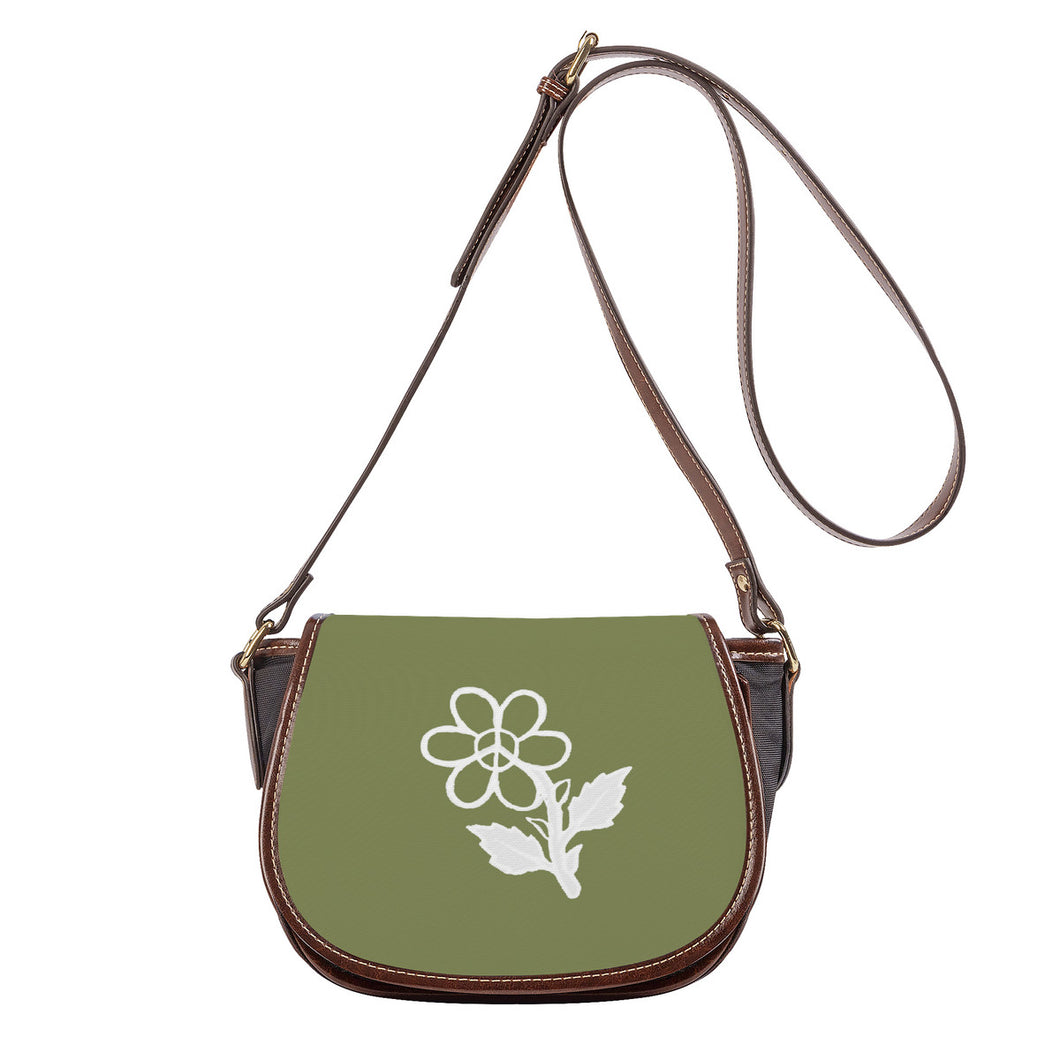 Ti Amo I love you - Exclusive Brand - Hazel Green - White Daisy - Saddle Bag