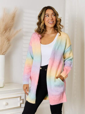 Full Size Gradient Open Front Cardigan Ti Amo I love you