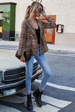 Load image into Gallery viewer, Full Size Plaid Buttoned Blazer Ti Amo I love you
