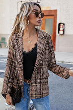 Load image into Gallery viewer, Full Size Plaid Buttoned Blazer Ti Amo I love you
