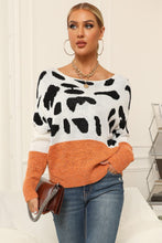 Load image into Gallery viewer, Full Size Two-Tone Boat Neck Sweater Ti Amo I love you
