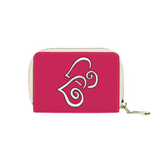 Load image into Gallery viewer, Ti Amo I love you - Exclusive Brand - Cerise Red 2 - Double White Heart - PU Leather - Zipper Card Holder
