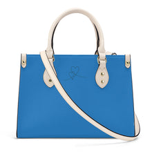 Load image into Gallery viewer, Ti Amo I love you - Exclusive Brand - Curious Blue - Luxury Womens PU Tote Bag - Cream Straps
