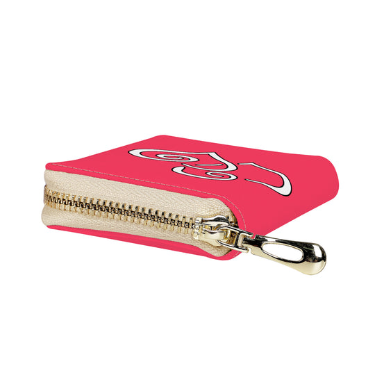 Ti Amo I love you - Exclusive Brand - Radical Red - Double White Heart - PU Leather - Zipper Card Holder