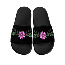 Load image into Gallery viewer, Ti Amo I love you  - Exclusive Brand - Black - Floral  - Womens - Slide Sandals - Black Soles
