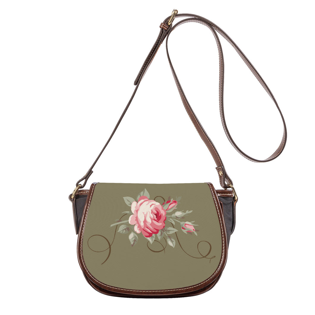 Ti Amo I love you - Exclusive Brand - Brown Grey - Rose - Saddle Bag