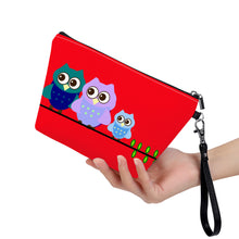 Load image into Gallery viewer, Ti Amo I love you - Exclusive Brand - Ferrari Red - 3 Sitting Owls - Sling Cosmetic Bag
