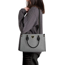 Load image into Gallery viewer, Ti Amo I love you - Exclusive Brand - Gray Denim - Luxury Womens PU Tote Bag - Black Straps
