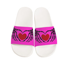 Load image into Gallery viewer, Ti Amo I love you - Exclusive Brand - Razzle Dazzle Rose - Skeleton Hands with Heart -  Slide Sandals - White Soles
