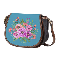 Load image into Gallery viewer, Ti Amo I love you - Exclusive Brand - Blue Koi - Pink Floral Pattern -  Saddle Bag
