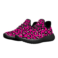 Load image into Gallery viewer, Ti Amo I love you - Exclusive Brand - Hollywood Cerise Leopard - Womens Mesh Knit Sneakers - Black Soles
