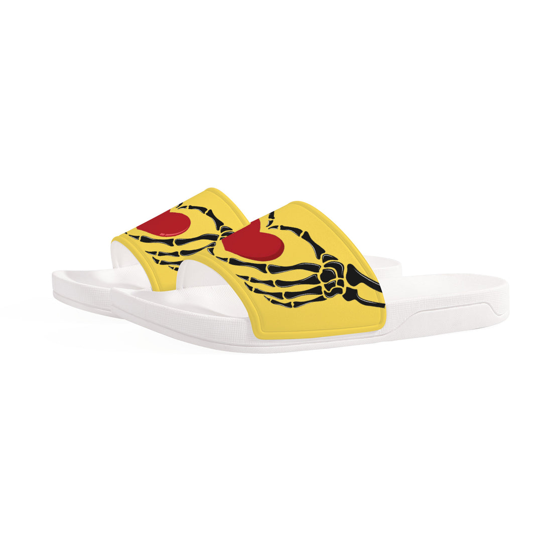 Ti Amo I love you - Exclusive Brand - Mustard Yellow - Skeleton Hands with Heart -  Slide Sandals - White Soles