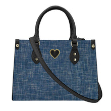 Load image into Gallery viewer, Ti Amo I love you - Exclusive Brand - Dark Grey Blue Denim - Luxury Womens PU Tote Bag - Black Straps
