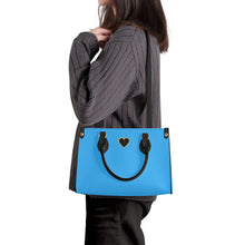 Load image into Gallery viewer, Ti Amo I love you - Exclusive Brand - Medium Cyan Blue - Luxury Womens PU Tote Bag - Black Straps
