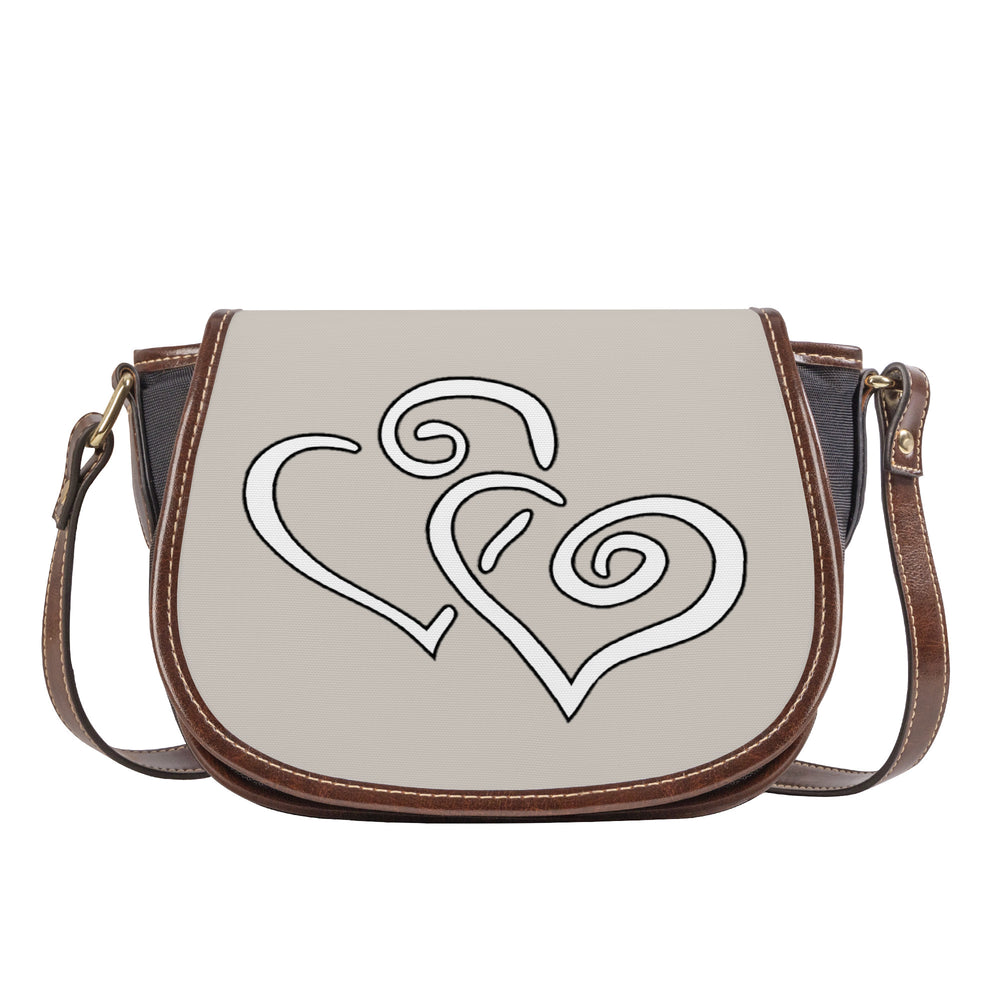 Ti Amo I love you - Exclusive Brand - Swirl - Double White Heart - Saddle Bag
