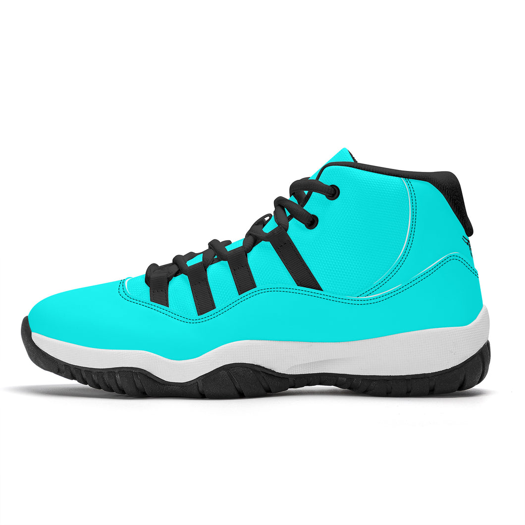 Ti Amo I love you - Exclusive Brand  - Aqua / Cyan - Skeleton Hands with Heart -  High Top Air Retro Sneakers - Black.Laces